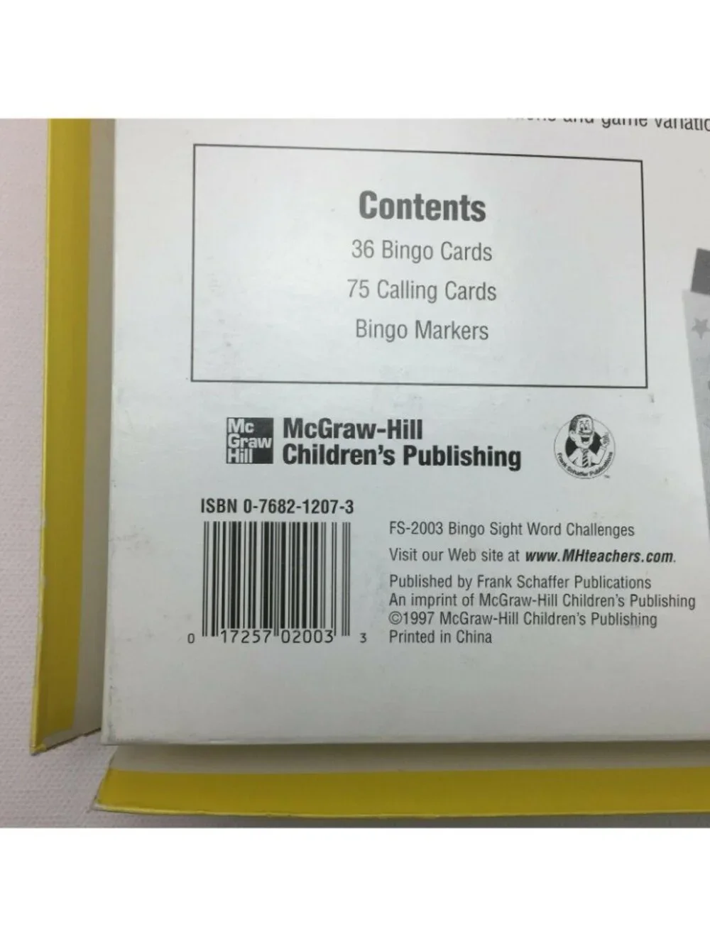 McGraw-Hill BINGO Card Game Sight Word Challenge Classroom Calling Cards Markers